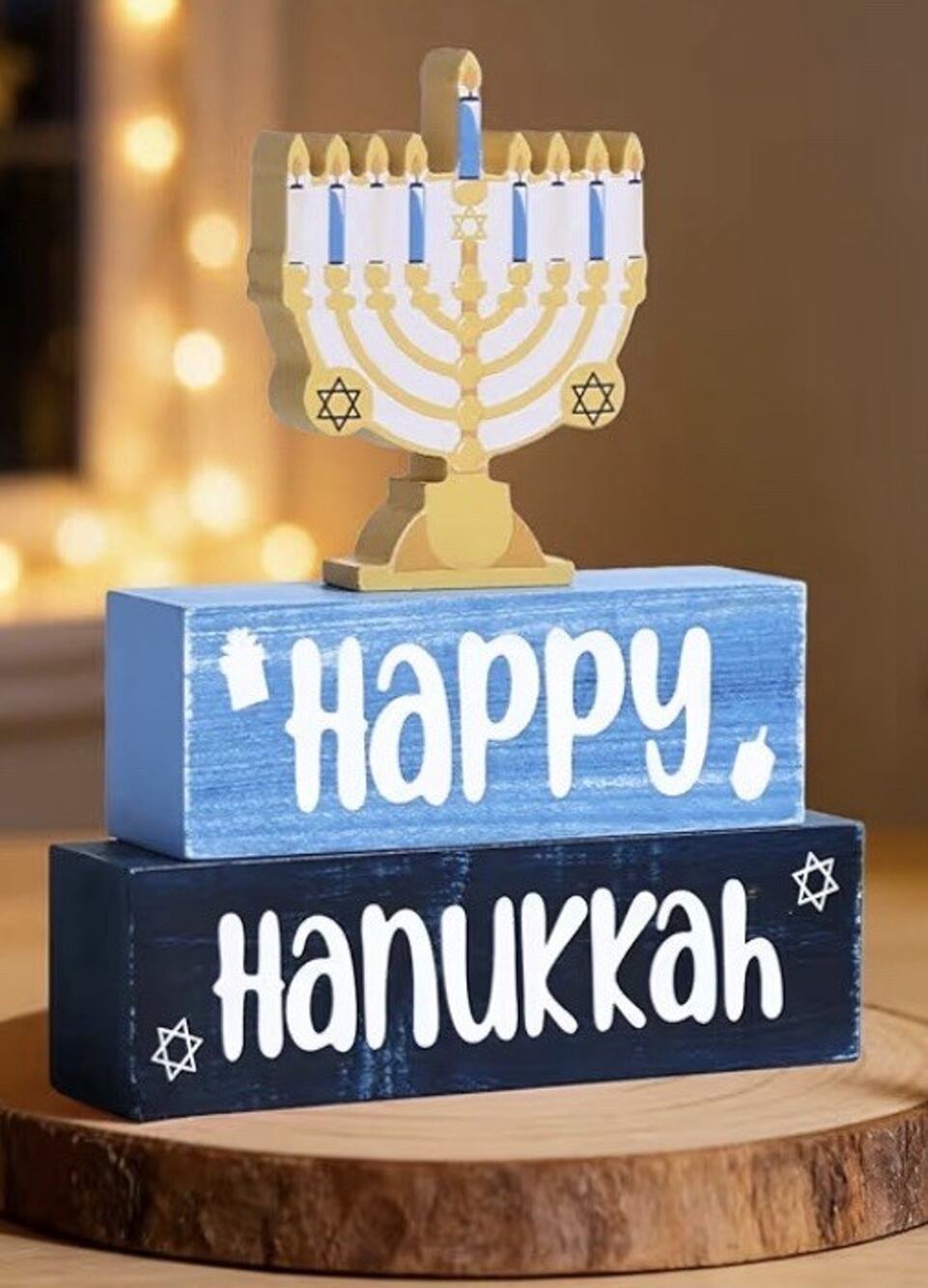 3 Pcs Hanukkah Wooden Table Top Decor
